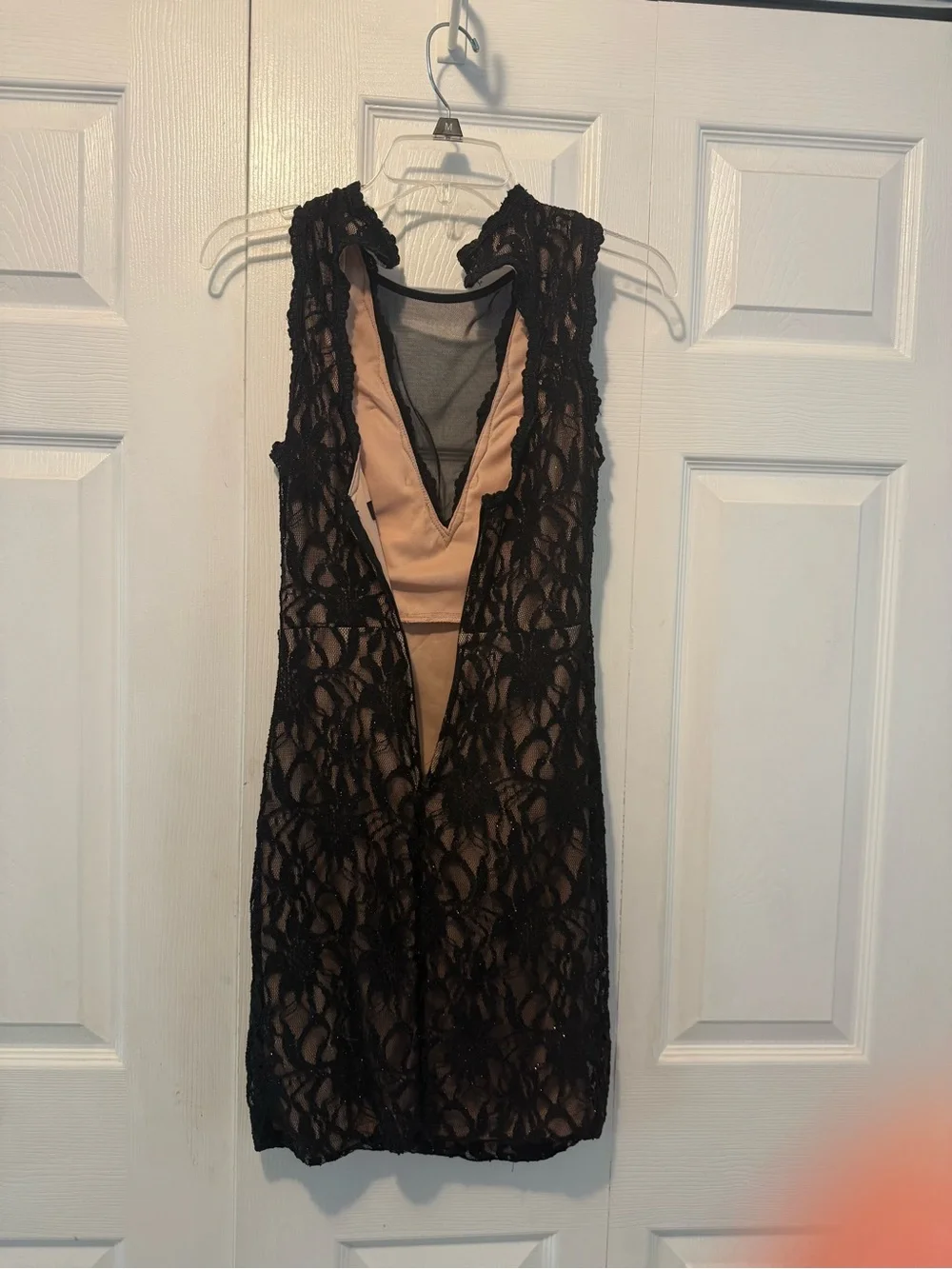 Jodi Kristopher Black Lace Slip Dress with Nude Underlay - Picture 2 of 3